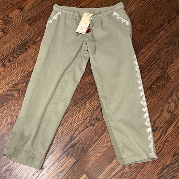 NWT Johnny Was Embroidered Green Stretch Twill Pants! - Picture 4 of 6